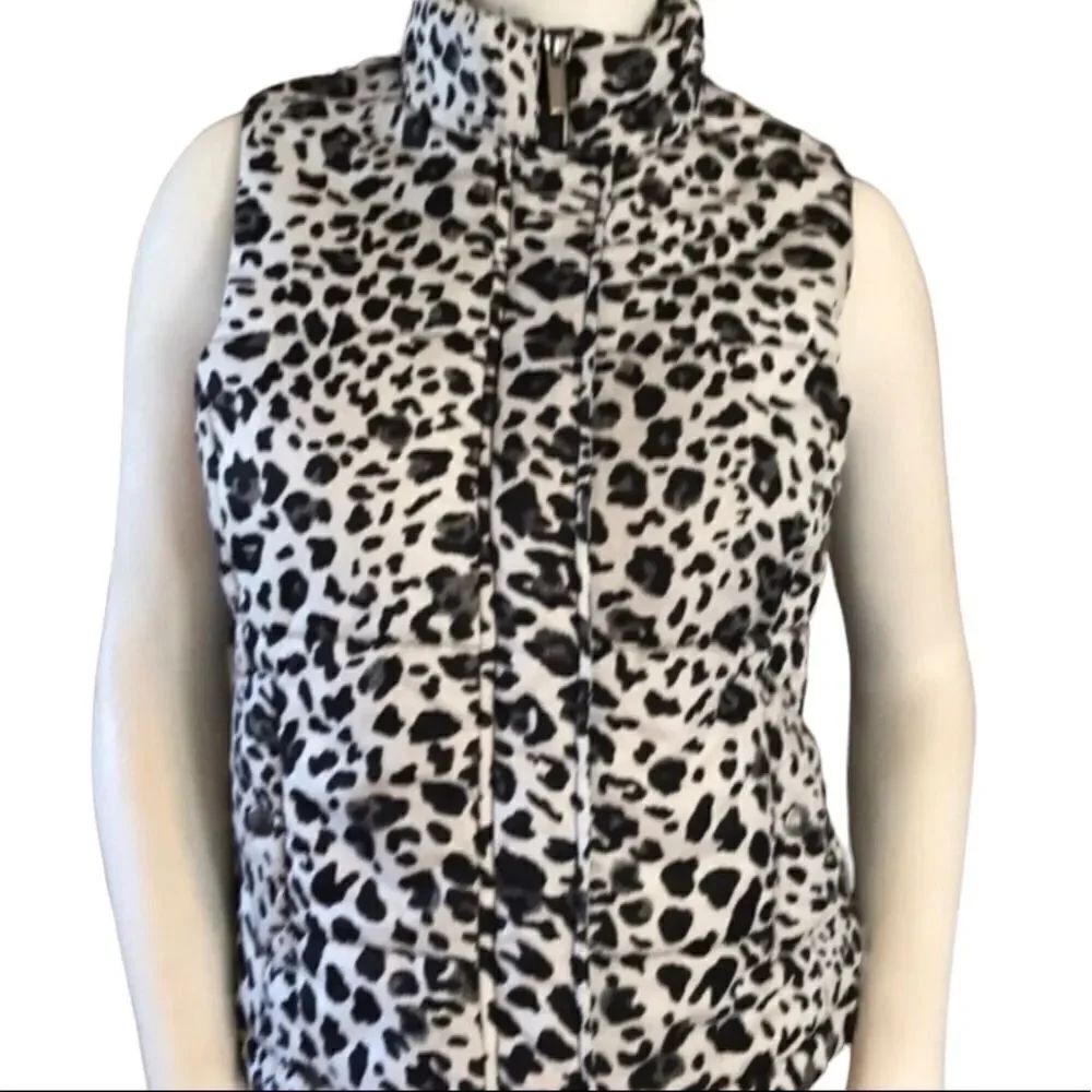 Jones New York Animal Print Puffer Vest SMALL